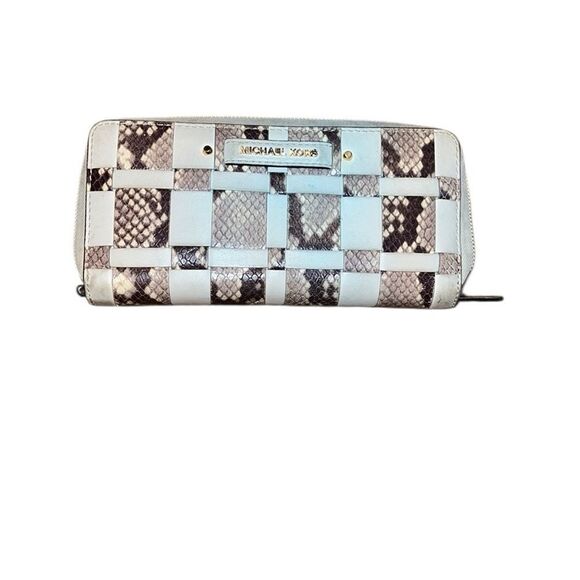 Michael Kors Brown, Tan and White Snake Print Wallet - Picture 1 of 6